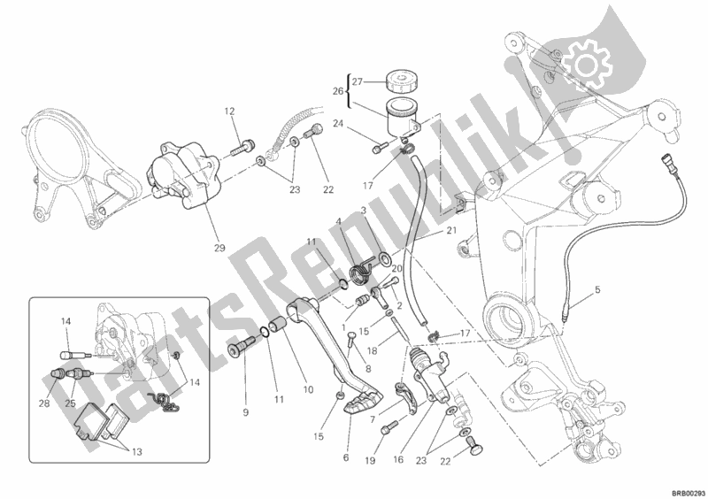 All parts for the Rear Braking System of the Ducati Multistrada 1200 S ABS USA 2010